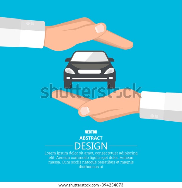 Concept insurance of cars. Cars under\
protection. A vector illustration in flat\
style.