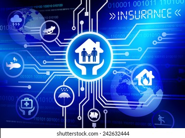 Concept of insurance in cloud computing format vector
