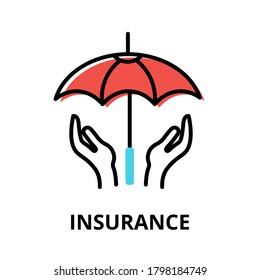 Concept of Insurance icon, modern flat thin line design vector illustration, for graphic and web design