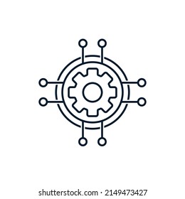 The concept of integration of digital technologies, automation, electronic control. Vector icon isolated on white background.