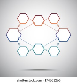 Concept of interaction eight elements. Gradient. Vector graphics