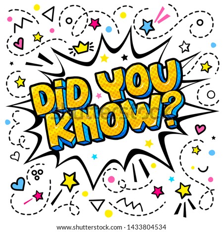 Concept of Interesting fact. Text Did you know in comic speech bubble on white background. Pop art style. Vector illustration