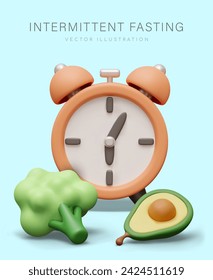 Concept of intermittent fasting. Popular diet. Time limits in eating