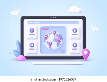 Concept Of International Business, World Business Network. Business Communication And Collaboration, Teamwork, Partnership.3d Vector Illustration.
 