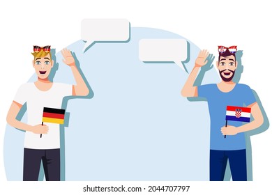The concept of international communication, sports, education, business between Germany and Croatia. Men with German and Croatian flags. Vector illustration.