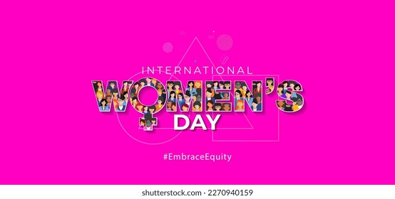 Concept of International women's day. Celebration background. 2023 Theme of #EmbraceEquity. vector illustration.