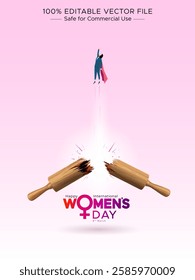 Concept for International Women's Day. Woman sign and freedom illustration. 2025 women's day campaign theme - #AccelerateAction