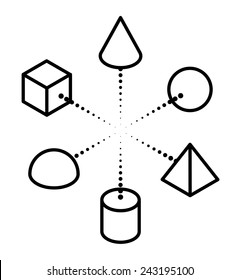 Concept: the internet of things. Diagram showing interconnected / networked objects.