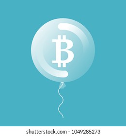 concept of investing in bitcoin - balloon and coin bitcoin inside - vector illustration