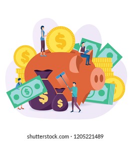 The concept of Investment. Investment in business development. Develop strategies to increase profits.Vector illustration in flat style.