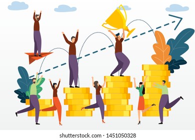 Concept investment management. company is engaged in the joint construction and the cultivation of cash profits. Growing money graph and success. career growth to success, business analysis. vector.