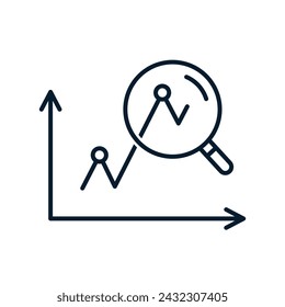 Concept for investment report, marketing research. Vector linear icon isolated on white background.