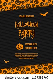 Concept of invitation for Halloween Party with pumpkins and sample text. Vector.