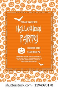 Concept of invitation for Halloween Party with pumpkins and sample text. Vector.