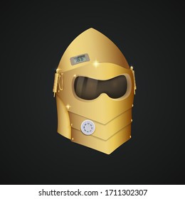 The concept of isolation of a person from society and viruses in the form of a knight's helmet. Vector illustration.