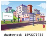 The concept of isometric flat illustration. billboards in the corner of town
