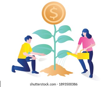 El concepto de ilustración plana isométrica. un cultivo comercial que crece