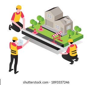 El concepto de ilustración plana isométrica. elección del diseño de viviendas e inversión inmobiliaria