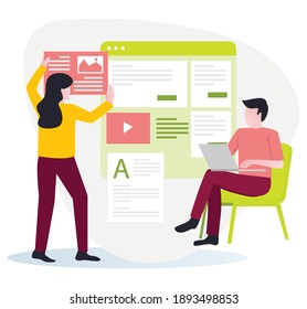 The concept of isometric flat illustration. compile analyst data and give planing signals
