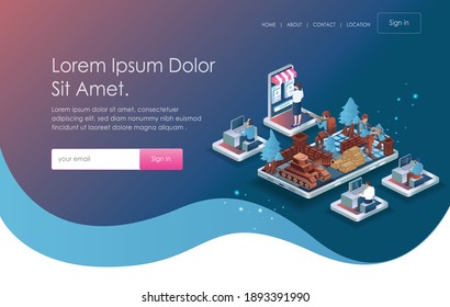 The concept of isometric flat illustration. game developer and 3d model