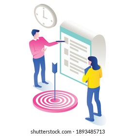 The concept of isometric flat illustration. looking for targeted marketing businesses