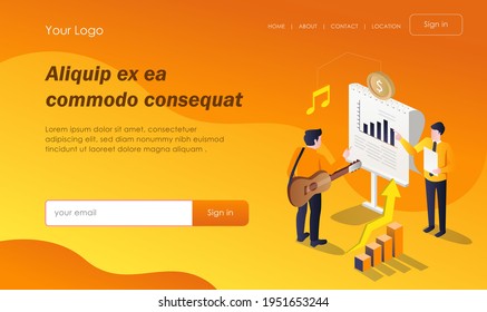 The concept of isometric flat illustration. playing music for business 