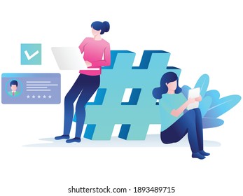The concept of isometric flat illustration. search for the appropriate hashtags