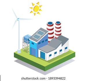 The concept of isometric flat illustration. smart home by utilizing solar panel energy on the roof
