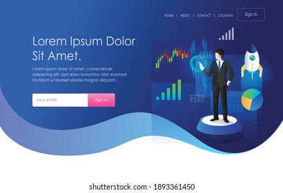 The concept of isometric flat illustration. a successful trading
