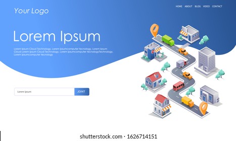 concept of isometric flat illustration vehicle travel and routes