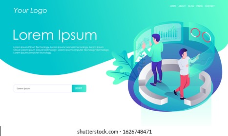 the concept of isometric flat illustration Web analytics
