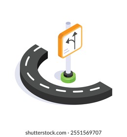 Concept isometric icon of road map in trendy style