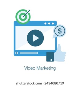 Concept isometric icon of video marketing in trendy flat style