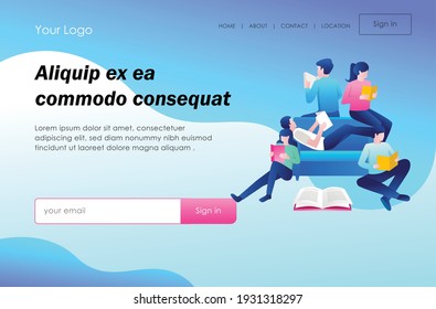 The concept of isometric illustration, reading books and studying at school 