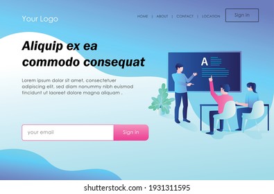 The concept of isometric illustration, the teacher is teaching, online education and rocket launching 
