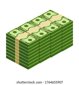 The concept of isometric money vectors. Illustrative design for the concepts of money, wealth, investment and finance.