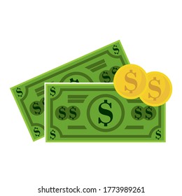 The concept of isometric money vectors. Illustrative design for the concepts of money, wealth, investment and finance.