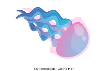 Concept Jellyfish. This flat vector illustration showcases a stunning blue jellyfish, its tentacles reaching out like tendrils as it glides through the water. Vector illustration.