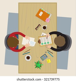 Concept of job interview. Business meeting. Flat design, vector illustration