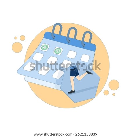 concept of jogging schedule, running and calendar. consistent for running sport. jogging agenda. consistency of exercise and lifestyle. Flat style design illustration on background.