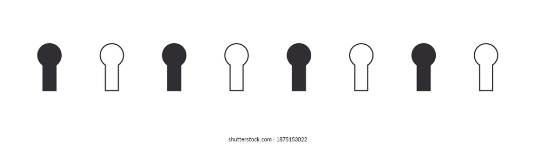Iconos de tecleos de concepto. Icono de bloqueo. Iconos vectoriales de agujeros clave aislados en fondo blanco. Ilustración del vector