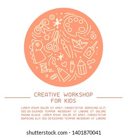 Concept of kids creative workshop placard