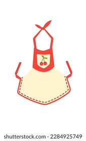 Concept Kitchen apron with cherries. This vector cartoon illustration depicts a yellow flat kitchen apron with cheerful red cherries on it. Vector illustration.