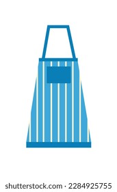 Concept Kitchen apron with lines. This is a flat vector cartoon illustration of a blue apron with white lines, perfect for use in kitchen-related designs or websites. Vector illustration.