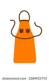 Naranja de delantal de la cocina. Esta ilustración vectorial de dibujos animados presenta una escena plana de una cocina con un delantal naranja vibrante. Ilustración vectorial.
