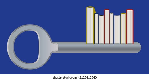 Concept of knowledge and education with a key in the shape of a book as a symbol of access to knowledge.