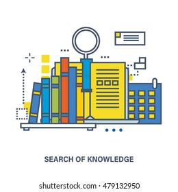 Concept of knowledge and online education. Flat Vector illustration. Can be used for banner, business data, web design, brochure template