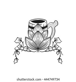 Concept labels for bottles. Beer logo isolated on a white background. Mug with hops, hand drawn vector illustration - stock vector