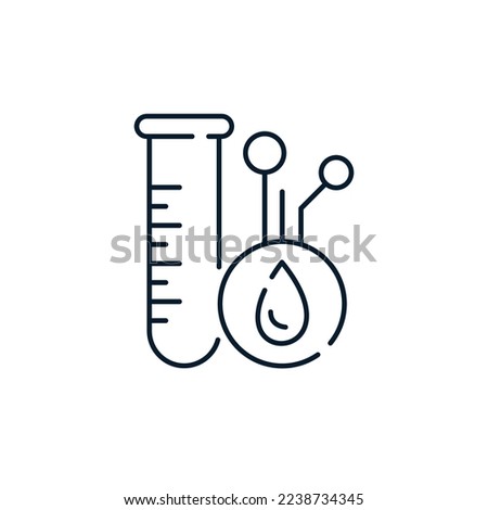 Concept laboratory check, control of chemical additives, test tube for samples. Vector icon isolated on white background.