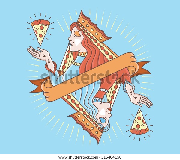 Concept of a lady
Queen contemplating
pizza